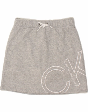 CALVIN KLEIN Girls Graphic Mini Skirt 12-13 Years Large W28 Grey Romantic Soft