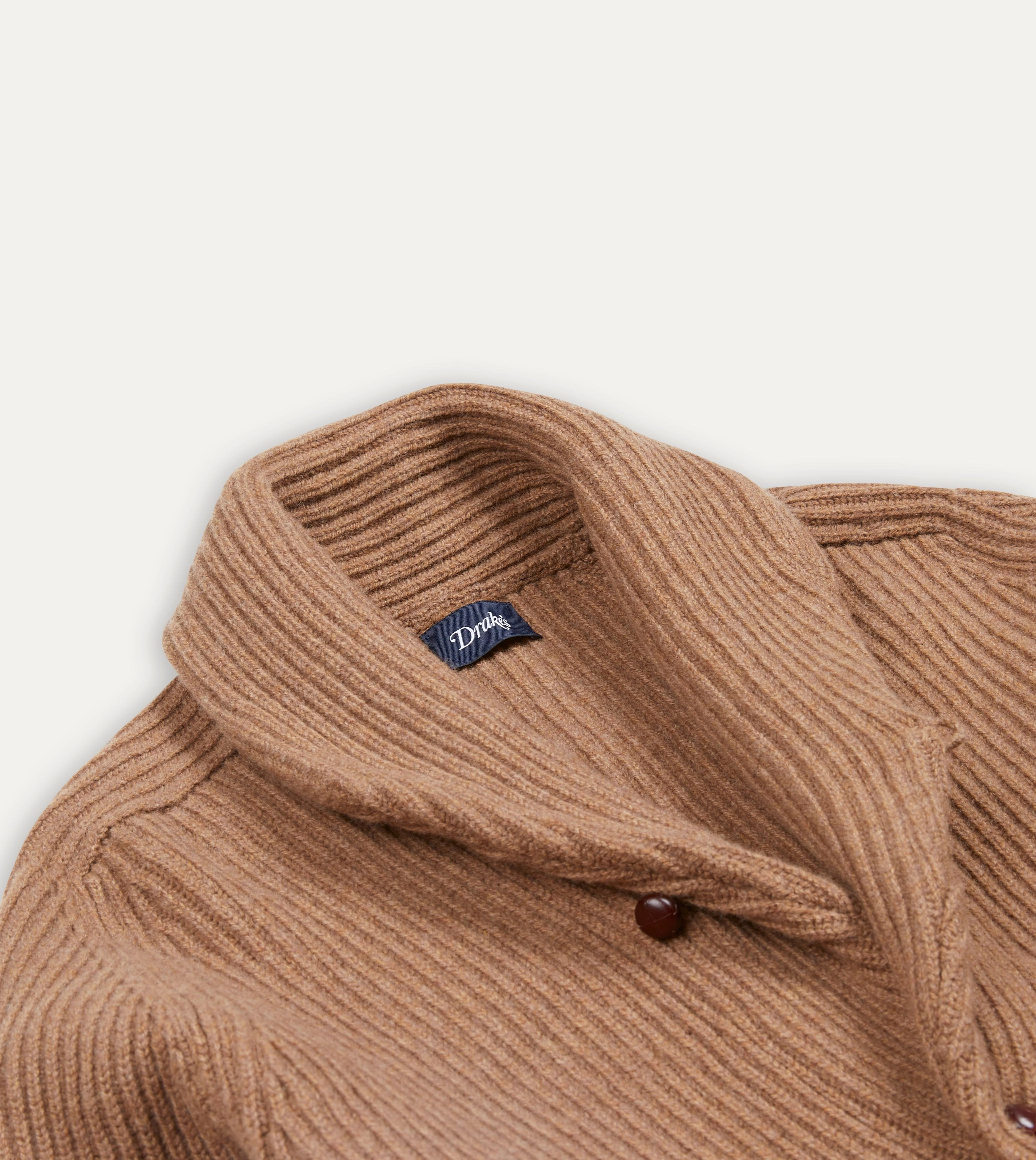 Camel Lambswool Shawl Collar Cardigan Everyday Neutral