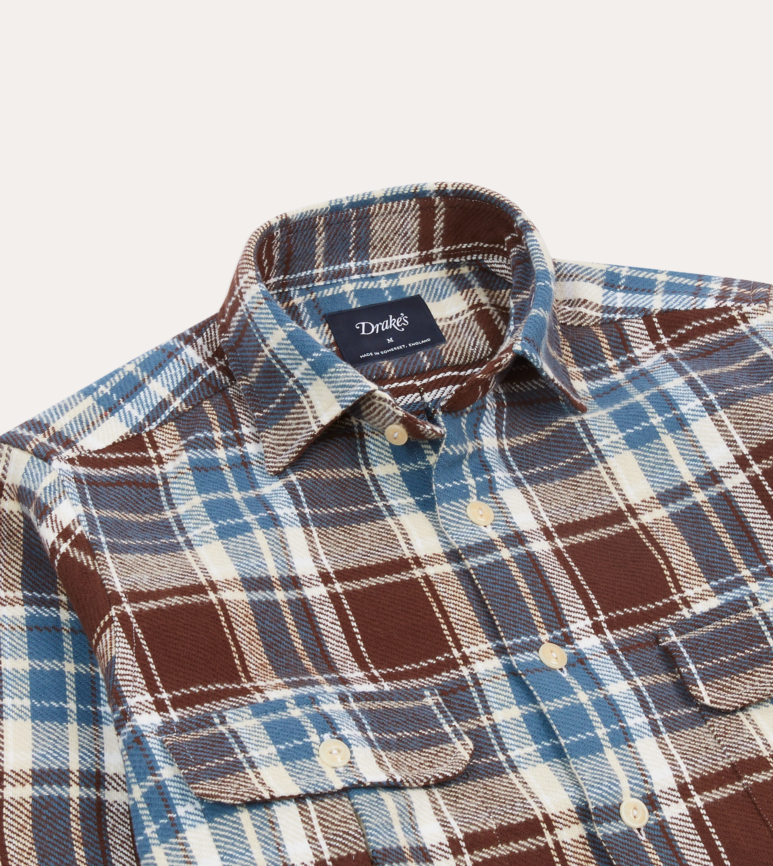 Blue Check Heavy Cotton Two-Pocket Work Shirt Modern Style Moisture wicking