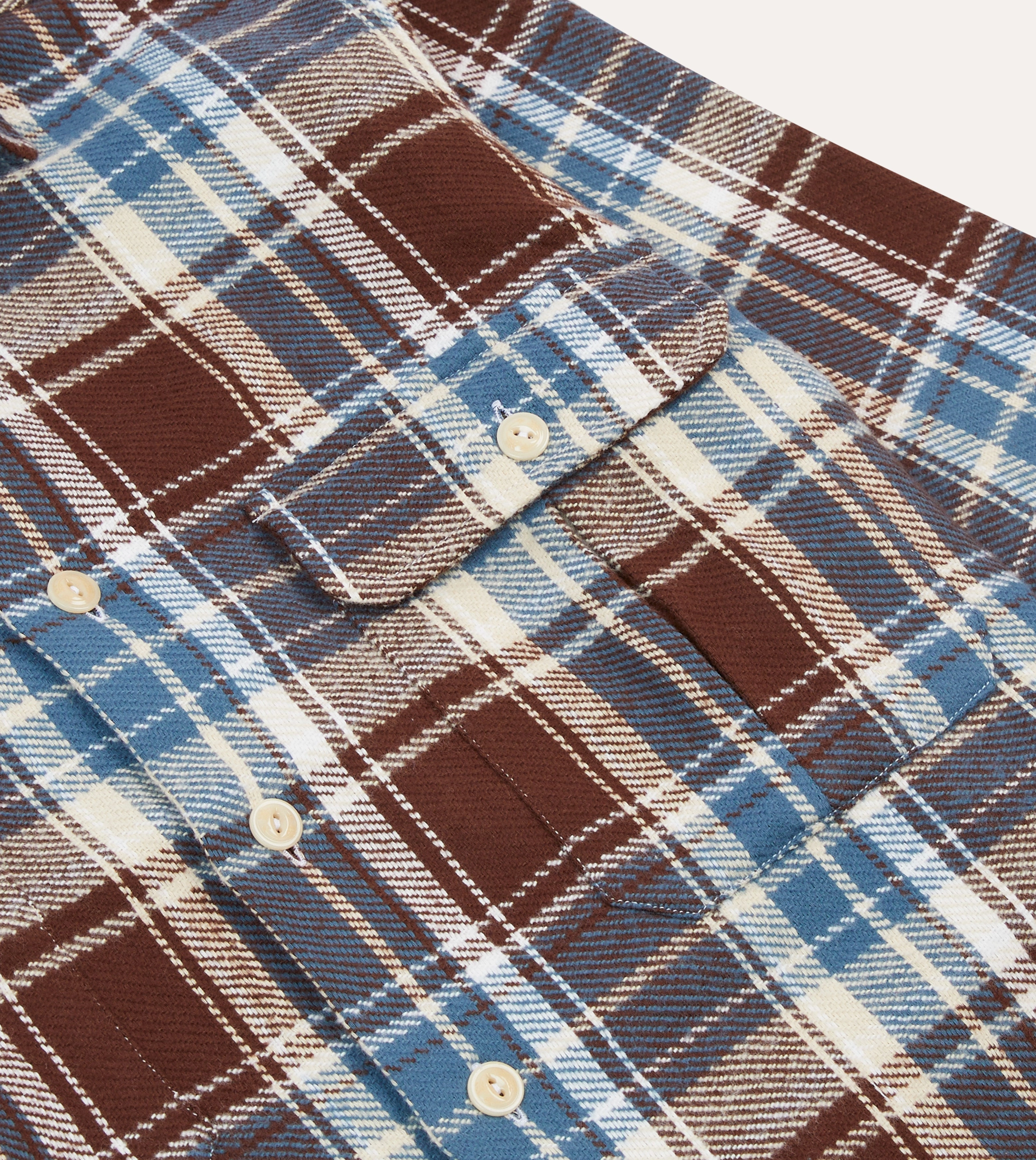 Flexible Knit Blue Check Heavy Cotton Two-Pocket Work Shirt