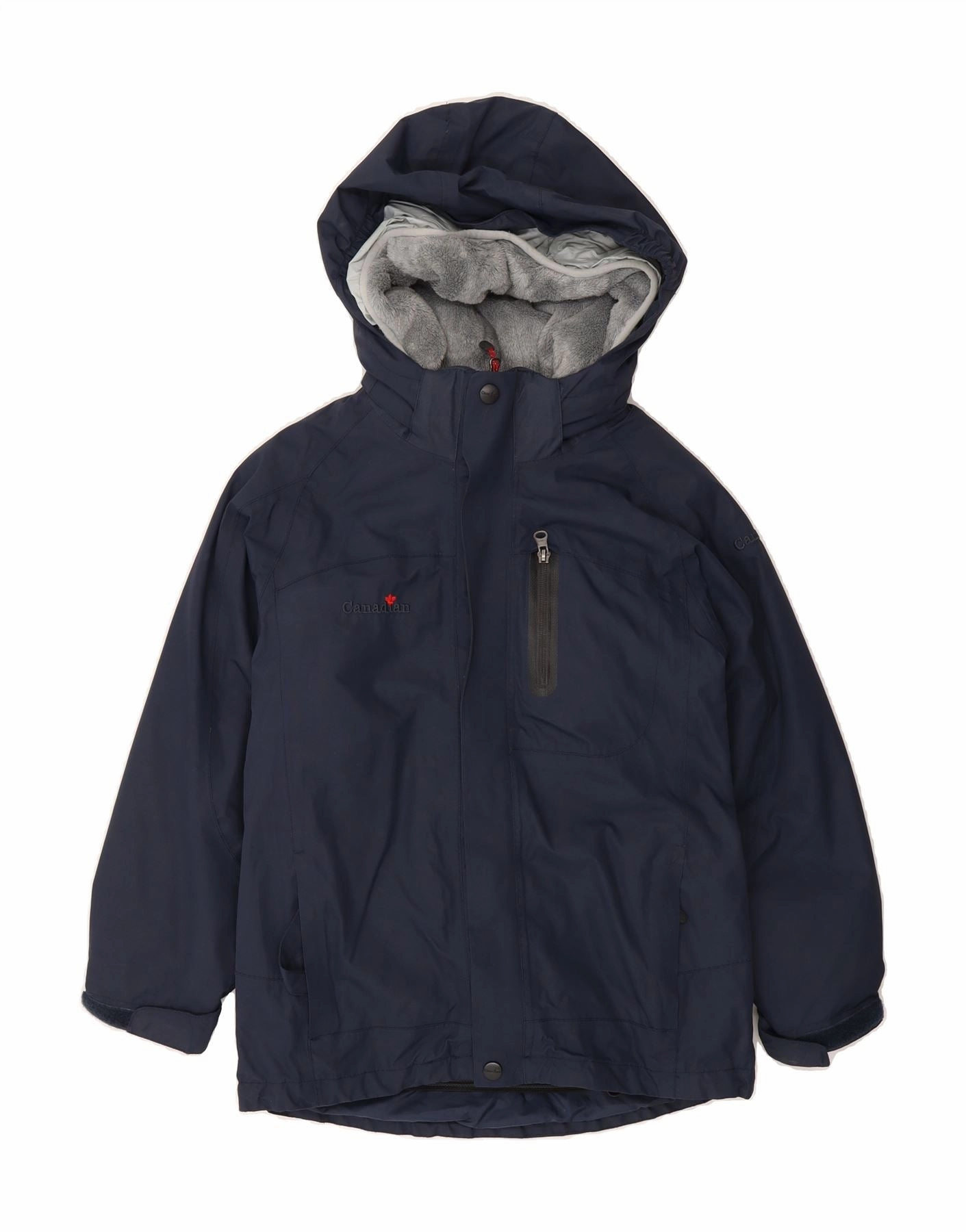 CANADIAN Boys Hooded Windbreaker Jacket 7-8 Years Navy Blue Insulated Shield