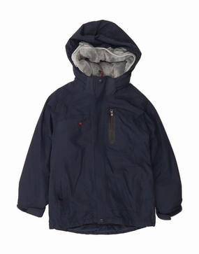 CANADIAN Boys Hooded Windbreaker Jacket 7-8 Years Navy Blue Insulated Shield