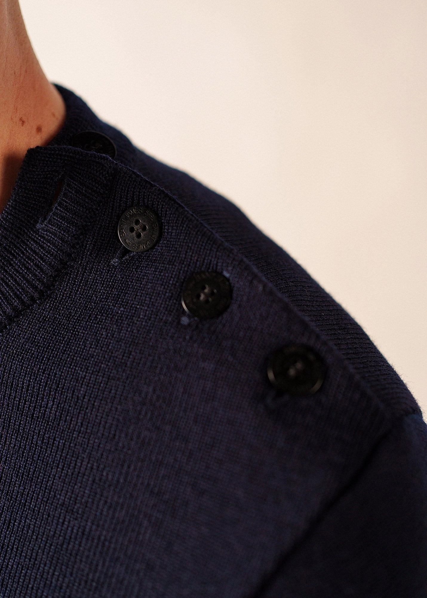 Fast Drying CANCALE - Wool Fisherman Sweater with Button Shoulder | Loose Fit (DARK BLUE)