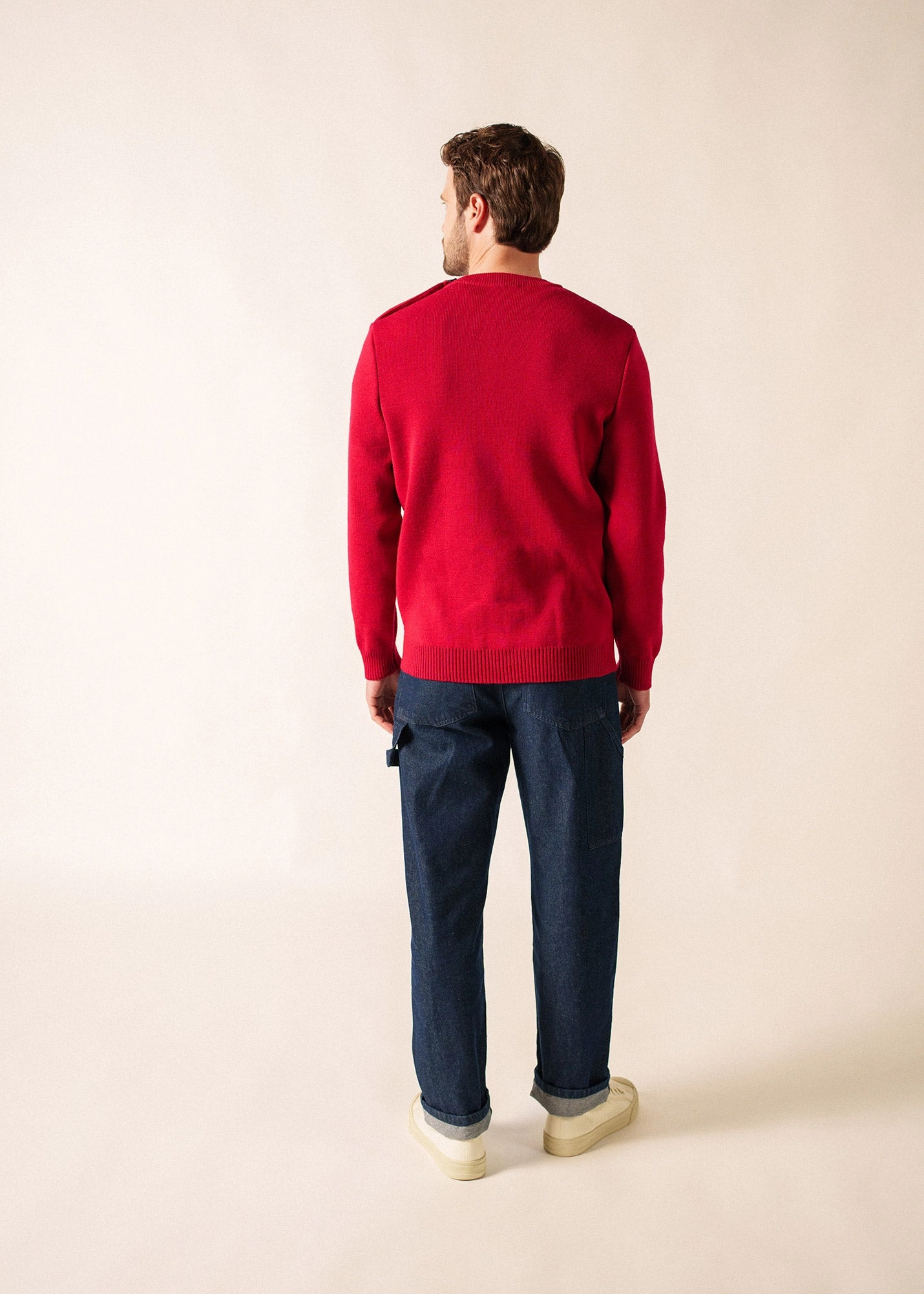 CANCALE - Wool Fisherman Sweater with Button Shoulder | Loose Fit (MAROON) Trendy Wardrobe