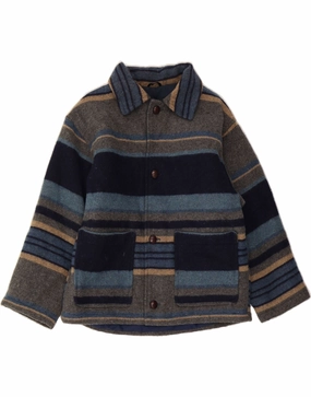 CANDA Boys Overcoat 13-14 Years Blue Striped Acrylic AbrasionResistant Edging Quick Zip
