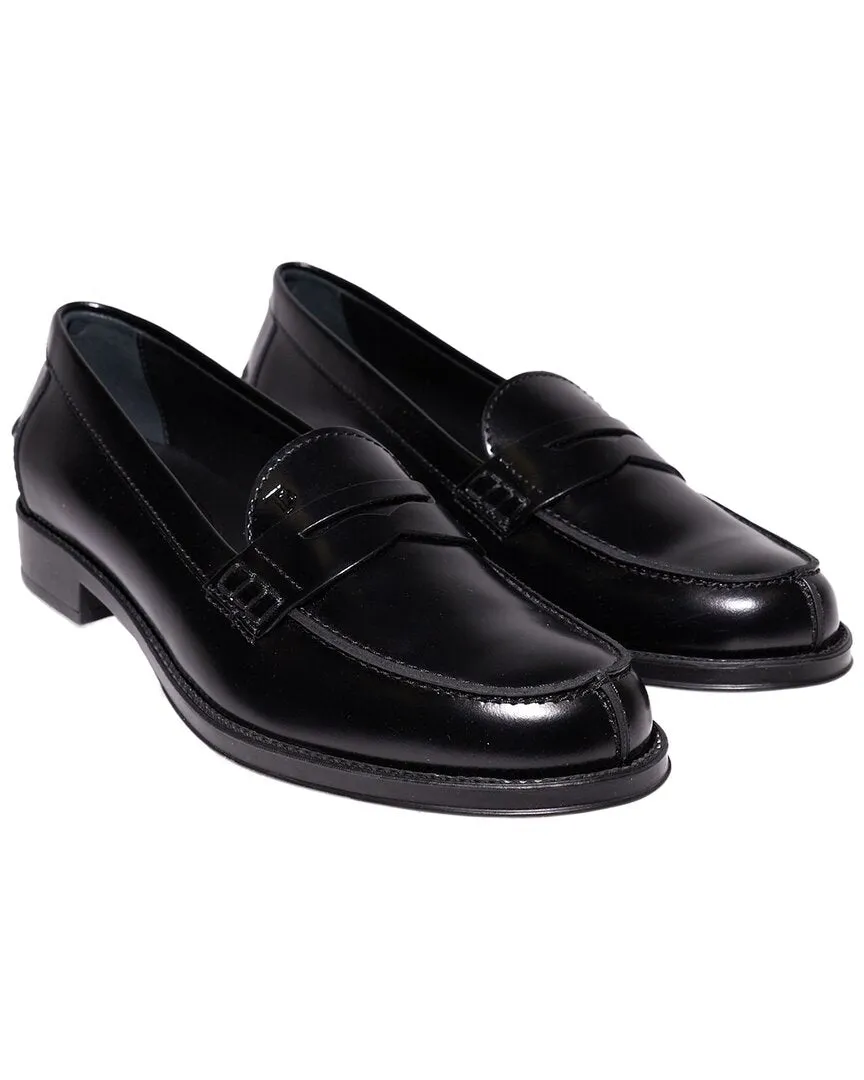 TOD??s Logo Leather Loafer Hand-Burnished Easy Step