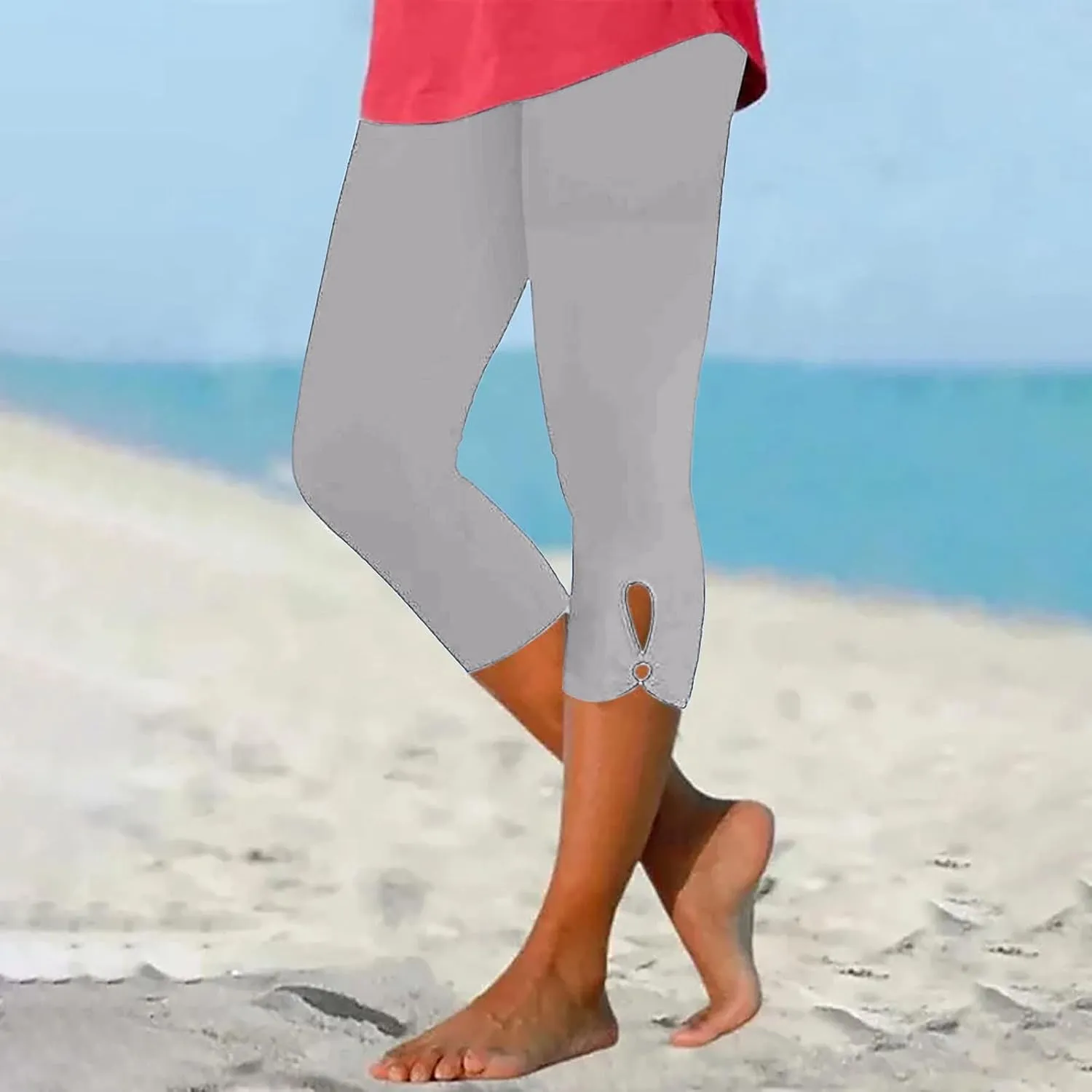 Capri Leggings for Women Summer Casual Stretch Knee Workout Running Yoga Capris Slim Fit Lightweight Cropped Pants