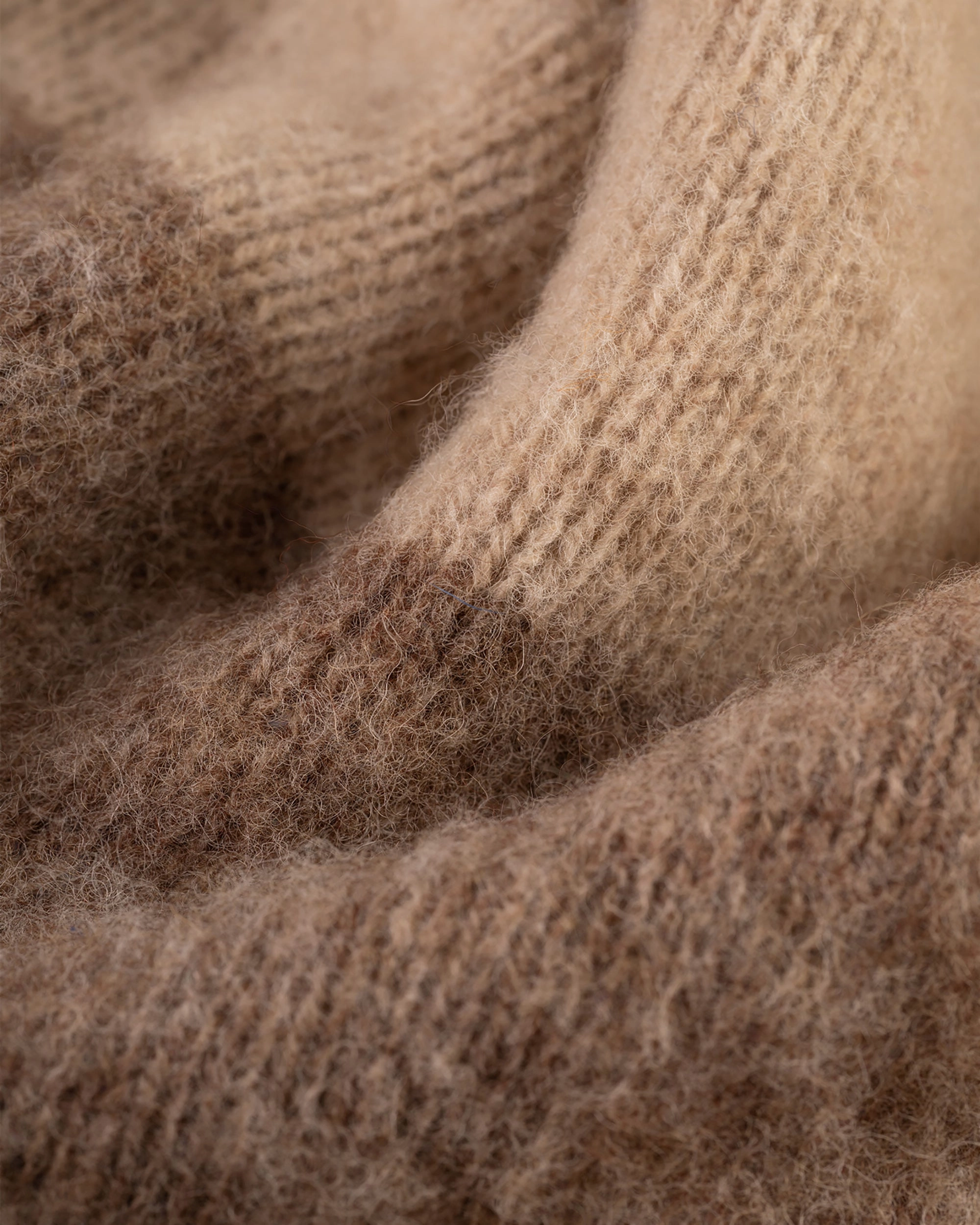 Made-in-Scotland Nutmeg & Tan Shaggy Dog Block Stripe Sweater - Trim Fit Cozy Knit Touch Sustainable Sourcing Certified