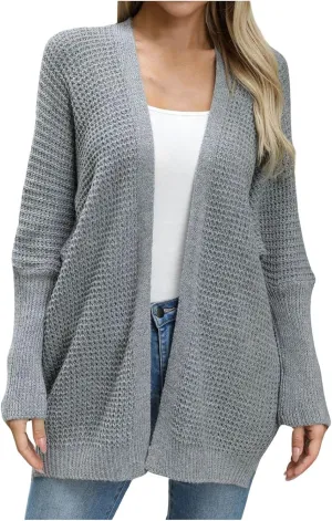 Cardigan for Women 2024, Long Sleeve Open Front Cardigans Chunky Knit Draped Sweaters Outwear Light Soft Knitted Jacket