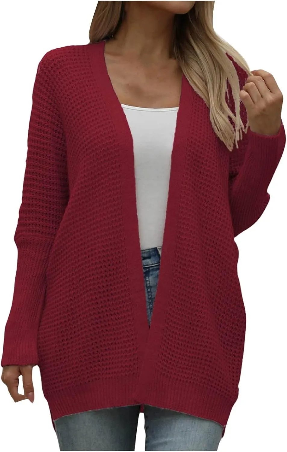Cardigan for Women 2024, Long Sleeve Open Front Cardigans Chunky Knit Draped Sweaters Outwear Light Soft Knitted Jacket