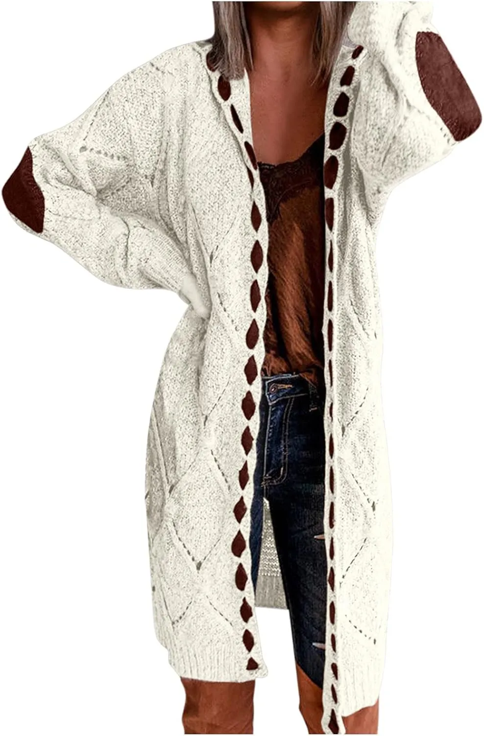 Cardigan for Women Lightweight, Cable Knit Chunky Knit Cardigan Casual Loose Sweatshirt Winter Sweater Ribbed Office Outfit
