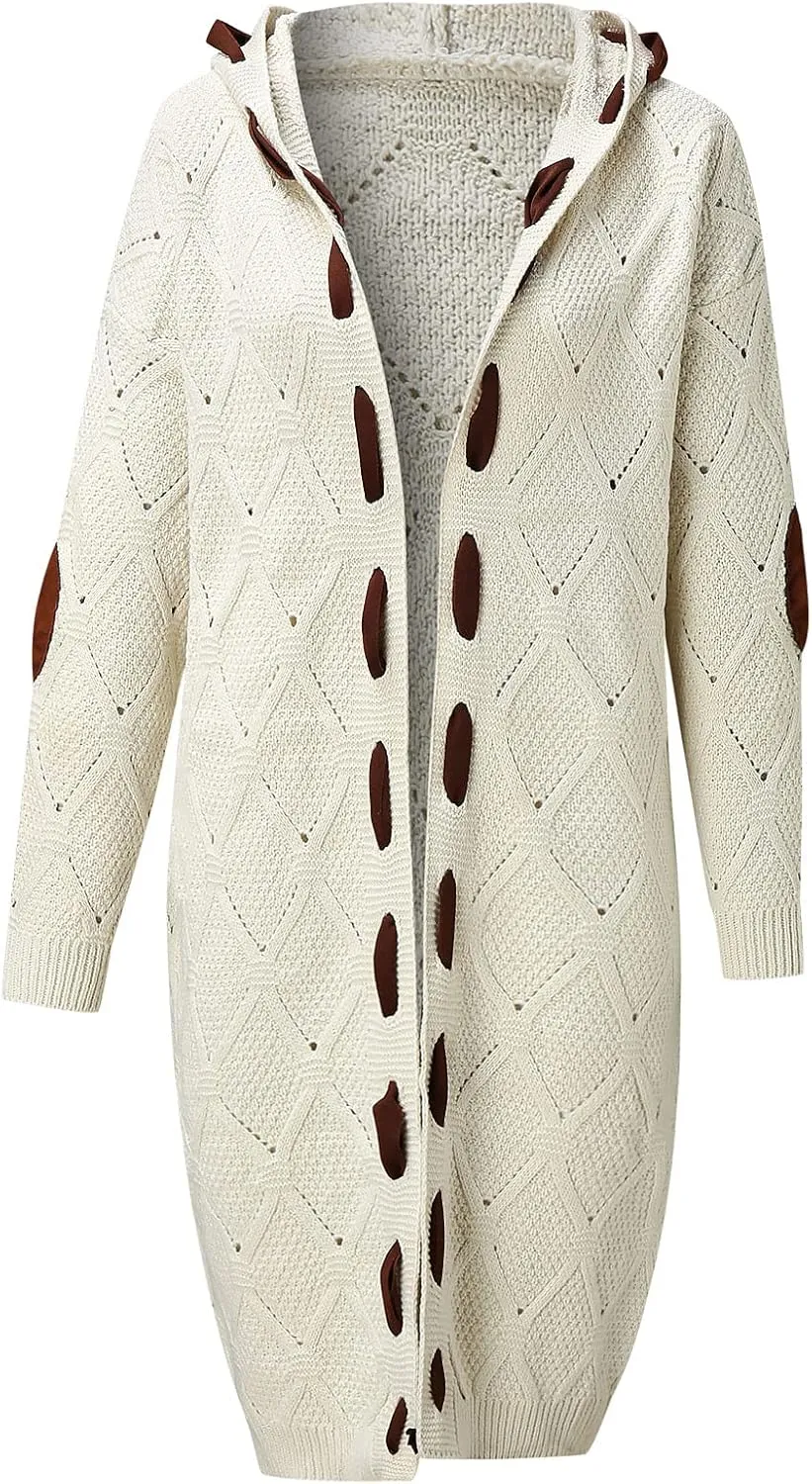 Cardigan for Women Lightweight, Cable Knit Chunky Knit Cardigan Casual Loose Sweatshirt Winter Sweater Ribbed Office Outfit