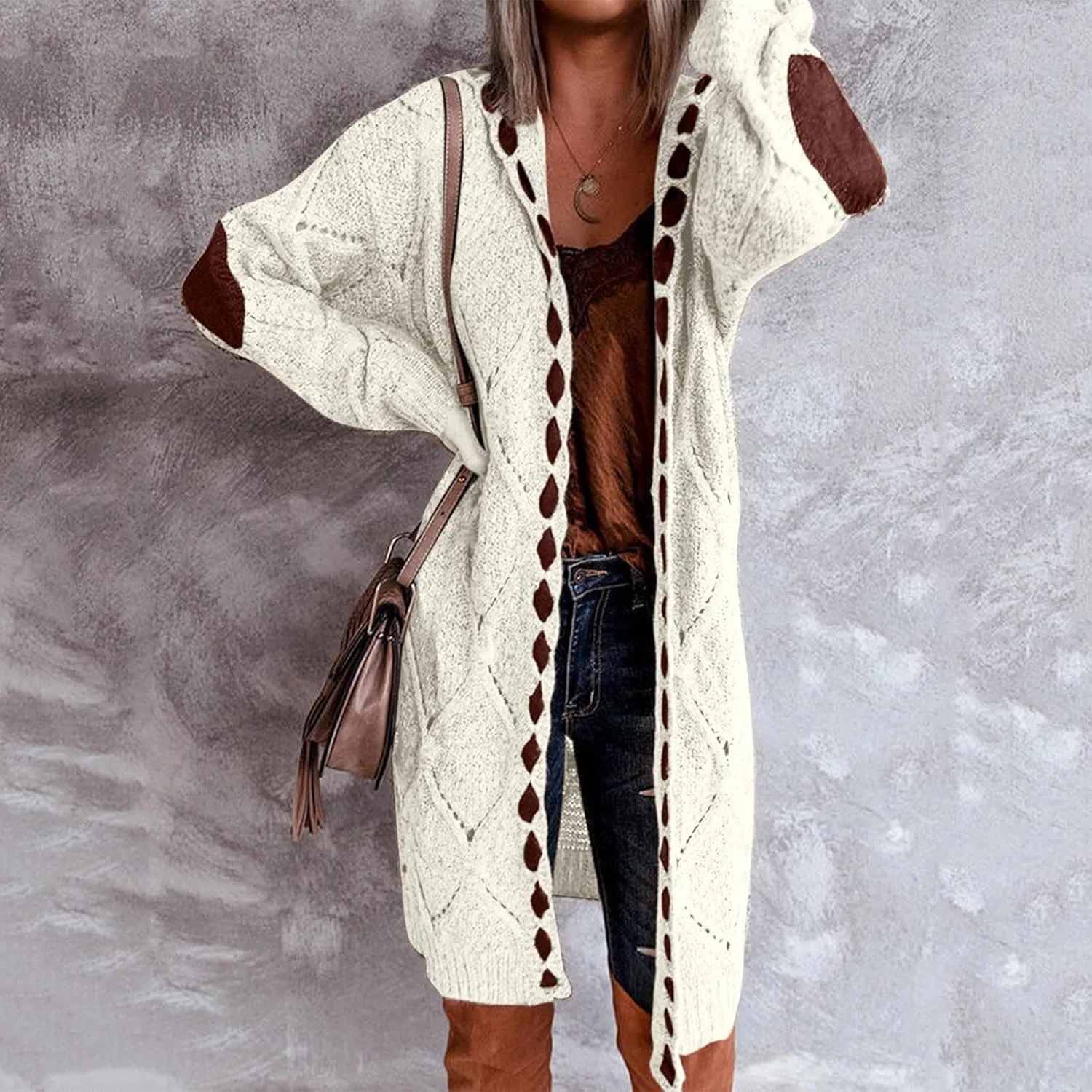 Cardigan for Women Lightweight, Cable Knit Chunky Knit Cardigan Casual Loose Sweatshirt Winter Sweater Ribbed Office Outfit