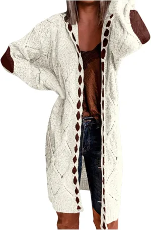 Cardigan for Women Lightweight, Cable Knit Chunky Knit Cardigan Casual Loose Sweatshirt Winter Sweater Ribbed Office Outfit