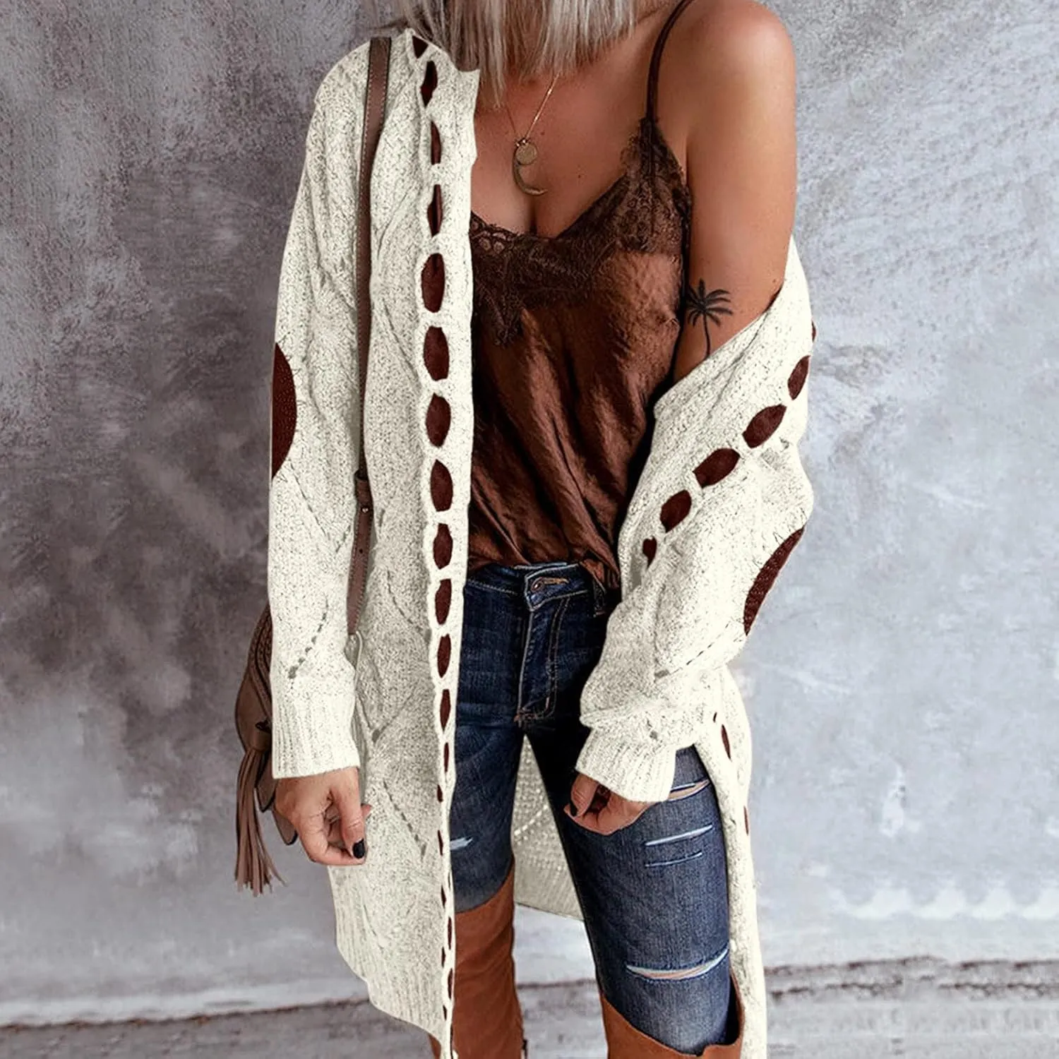 Cardigan for Women Lightweight, Cable Knit Chunky Knit Cardigan Casual Loose Sweatshirt Winter Sweater Ribbed Office Outfit