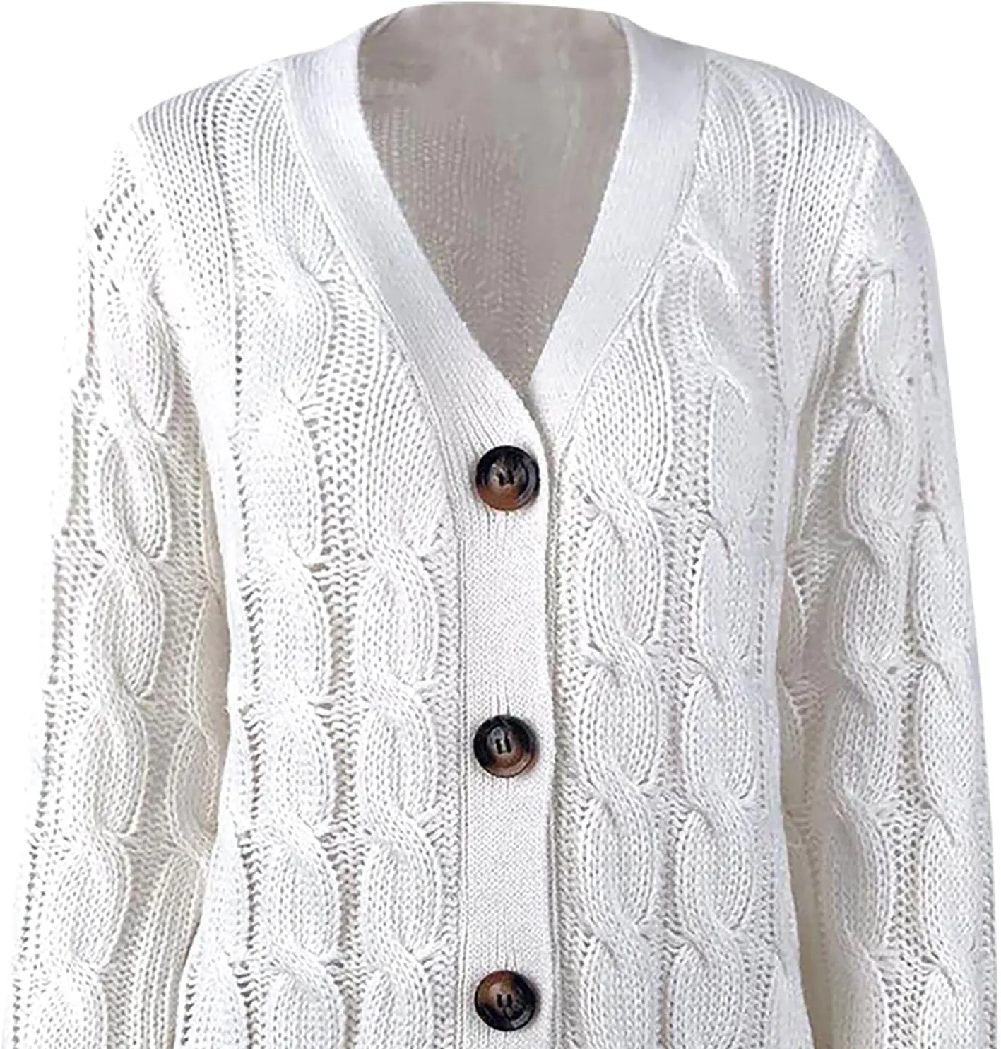 Cardigan Sweaters for Women 2024 Casual Long Sleeve Button Down Open Front Jackets Plus Size Cable Knit Sweater with Pockets