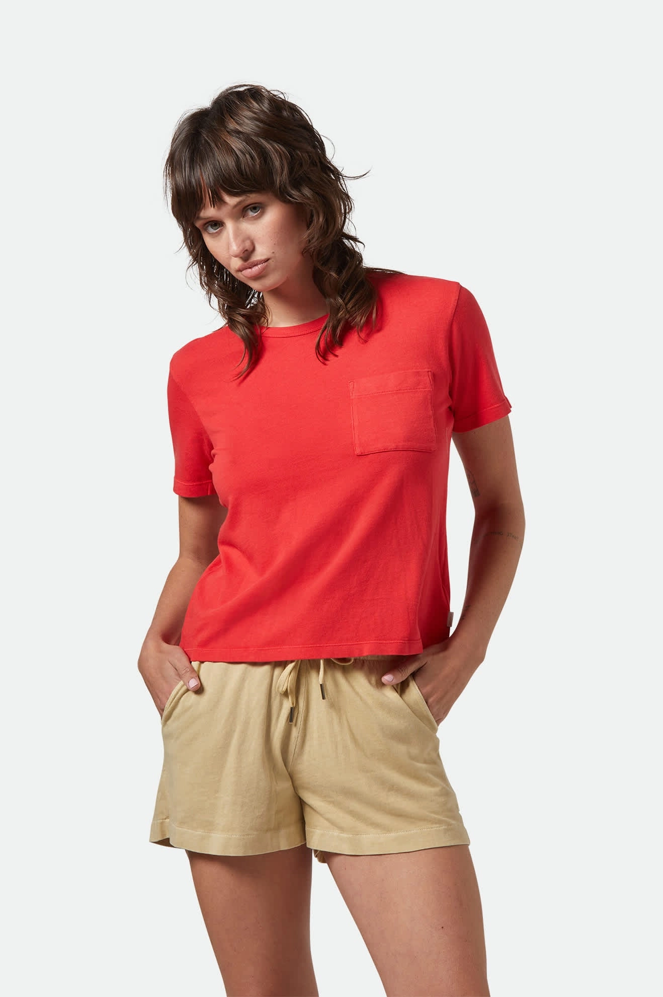 Fun and Relaxed Carefree Organic Garment Dye Perfect T-Shirt - Crimson