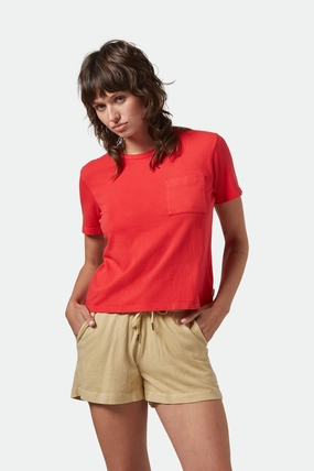 Fun and Relaxed Carefree Organic Garment Dye Perfect T-Shirt - Crimson