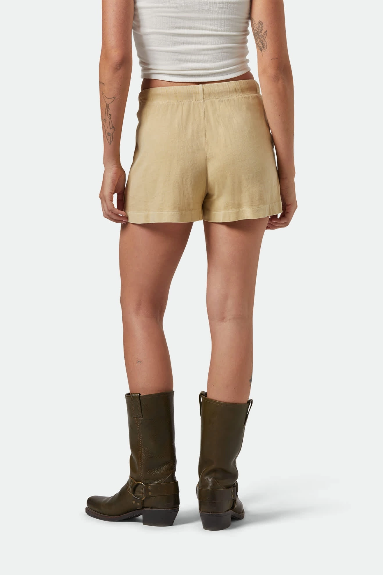 Carefree Organic Garment Dyed Lounge Short - Pale Khaki Breathable layers