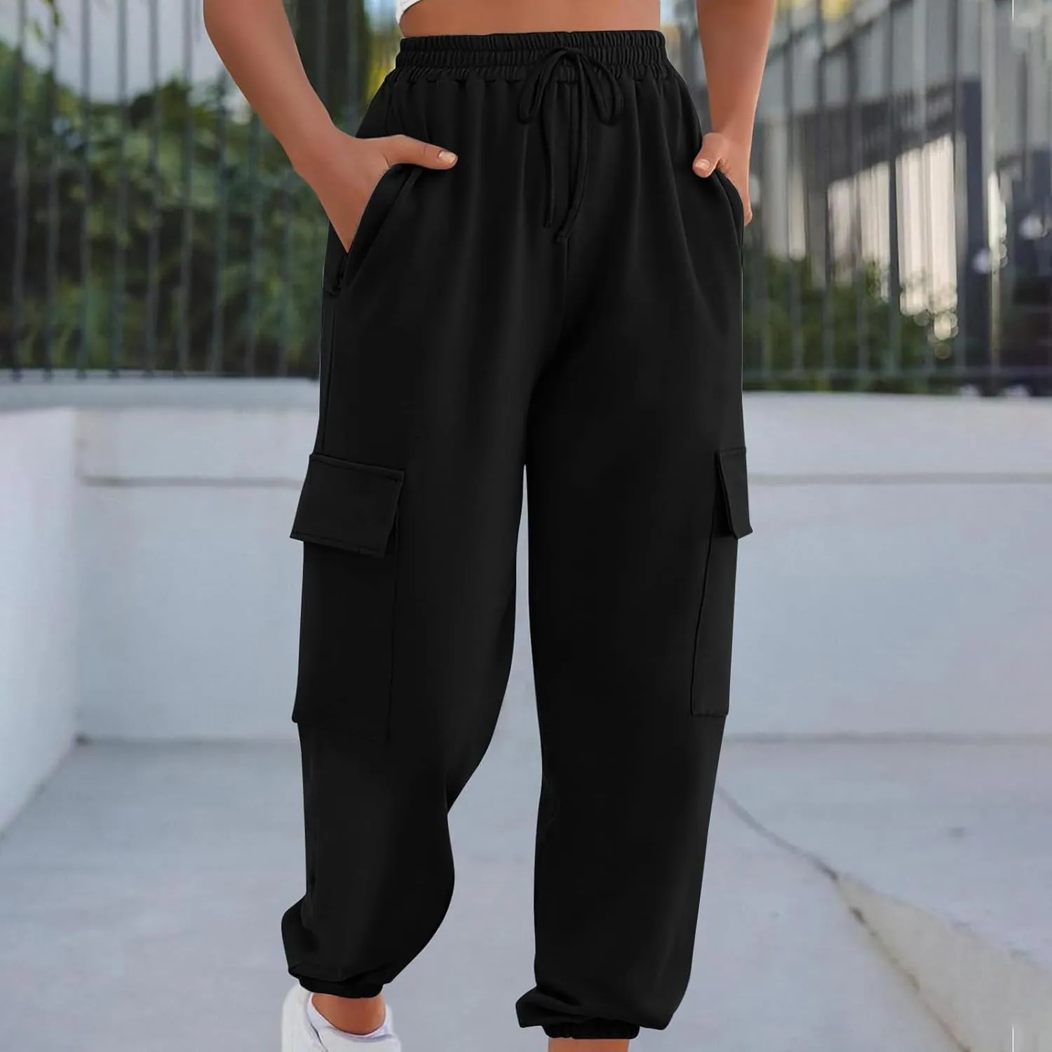 Cargo Joggers for Women Baggy High Waisted Sweatpants with Pockets Trendy Comfy Loose Workout Pants Jogging Pants