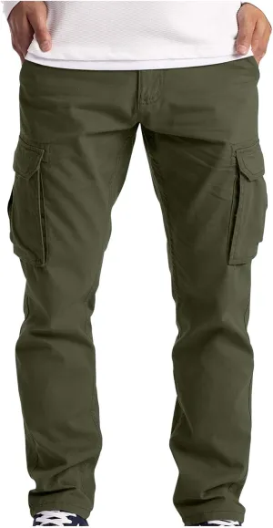 Cargo Pant for Men Plus Size Casual Elastic Outdoor Work Pants Hiking Running Jogger Sweatpants Straight Leg Trousers