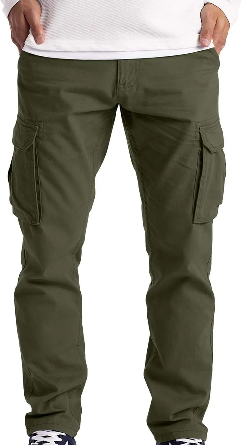 Cargo Pant for Men Plus Size Casual Elastic Outdoor Work Pants Hiking Running Jogger Sweatpants Straight Leg Trousers