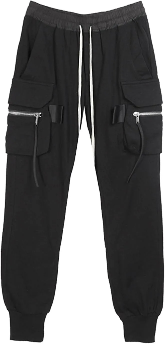 cargo pants multi-pocket casual pants for men(Black,2XL)