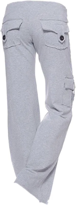Cargo Pants Women Bootcut Yoga Pants High Waist Wide Leg Stretchy Flare Leggings Soft Workout Cargo Sweatpants with Pockets