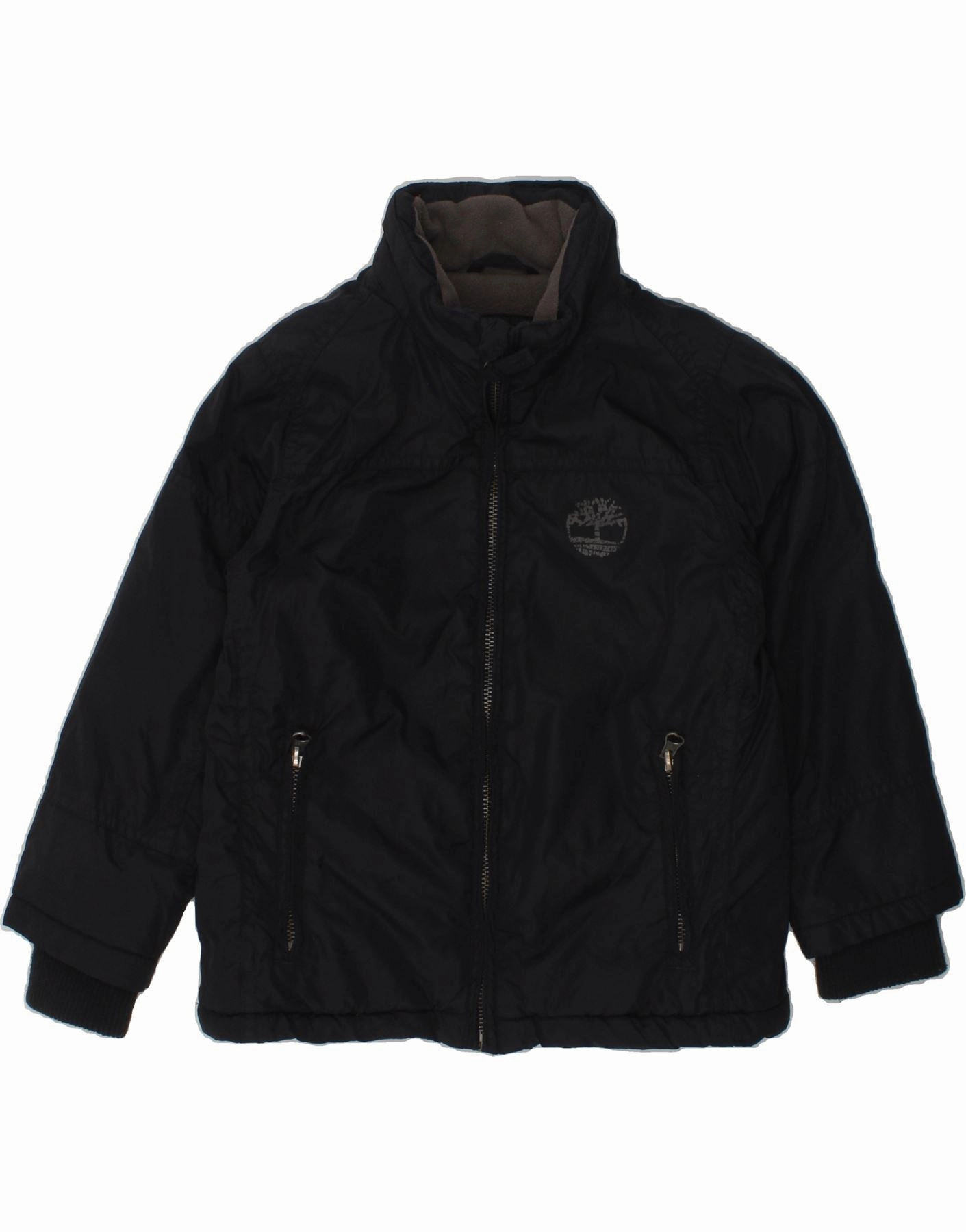 TIMBERLAND Boys Graphic Hooded Windbreaker Jacket 3-4 Years Navy Blue Bold Lines Magnet