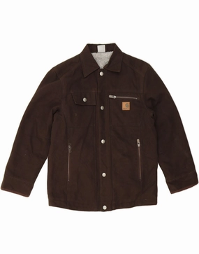 CARHARTT Boys Bomber Jacket 10-11 Years Medium Brown Cotton Ribbed Cuffs