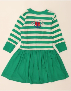 Natural Silhouette CARINA Girls Long Sleeve Jumper Dress 9-10 Years Green Striped Cotton