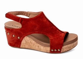 Slip On Flexible Wear Carley Wedge In Rust Suede