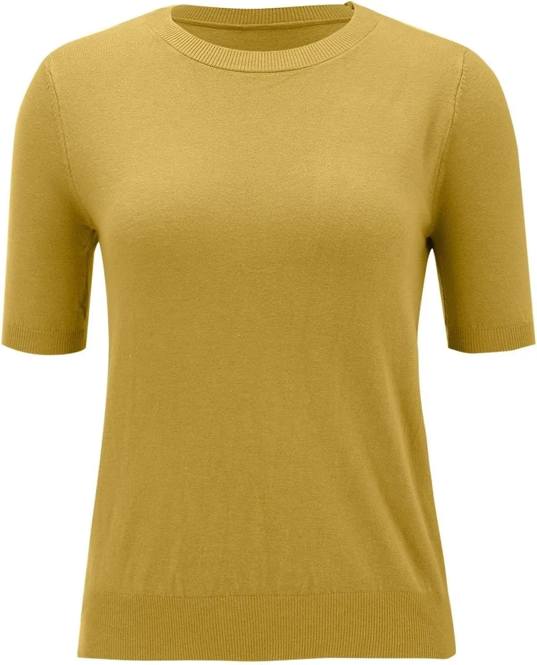 Cashmere Sweaters for Women 2025 Casual Crew Neck Short Sleeve Wool Sweater Lightweight Soft Knitted T-Shirt Tops