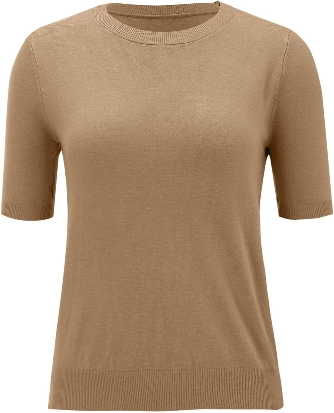 Cashmere Sweaters for Women 2025 Casual Crew Neck Short Sleeve Wool Sweater Lightweight Soft Knitted T-Shirt Tops