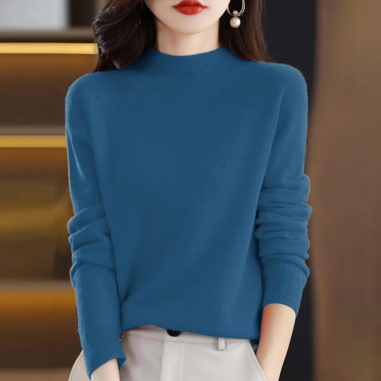 Cashmere Sweaters for Women Cashmere Crew Neck Long Sleeve Soft Pullover Cashmere Lightweight Cardigan Knit Sweater