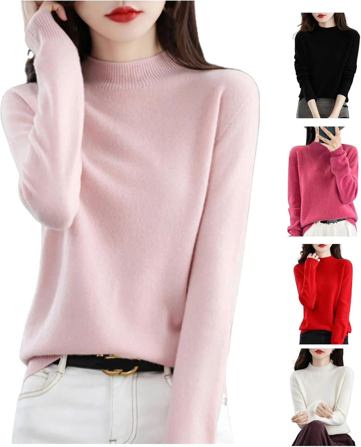Cashmere Sweaters for Women, Cashmere Sweater, Cashmere Long Sleeve Sweaters Crew Neck Solid Pullover Jumpers Tops