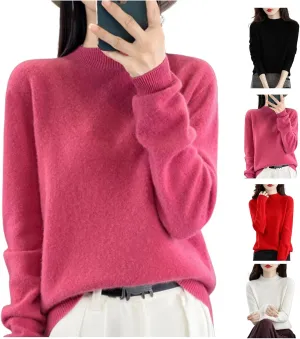 Cashmere Sweaters for Women, Cashmere Sweater, Cashmere Long Sleeve Sweaters Crew Neck Solid Pullover Jumpers Tops