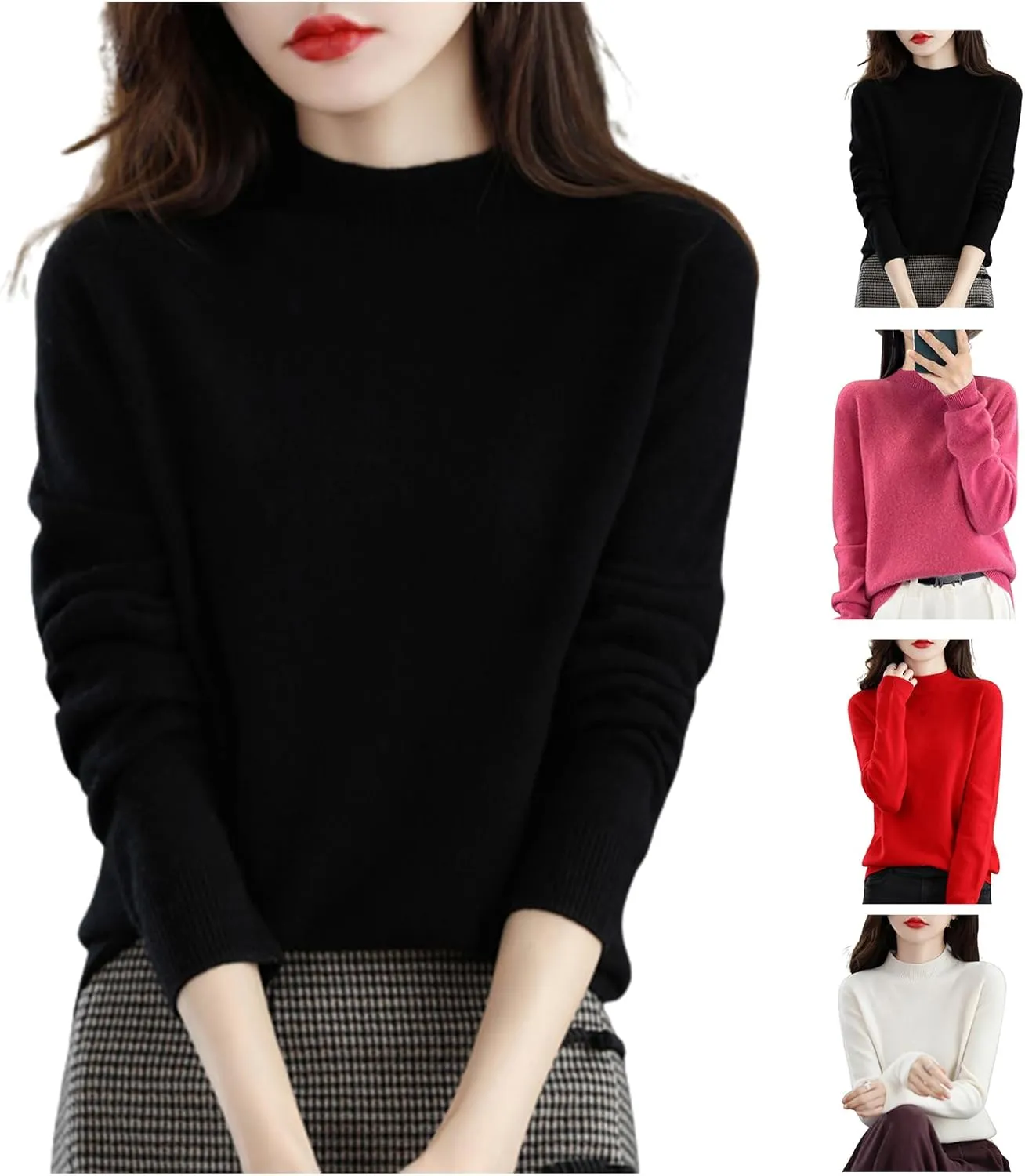 Cashmere Sweaters for Women, Cashmere Sweater, Cashmere Long Sleeve Sweaters Crew Neck Solid Pullover Jumpers Tops