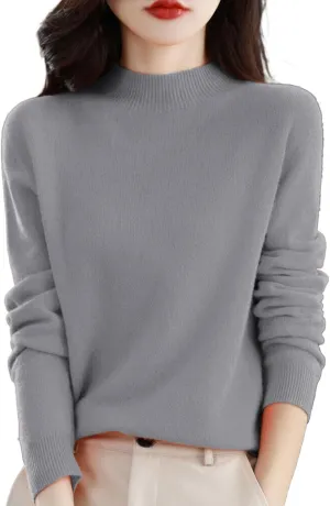 Cashmere Sweaters for Women Fall/Winter Fashion 2025 Mock Turtleneck Long Sleeve Cable Knit Pullover Sweaters
