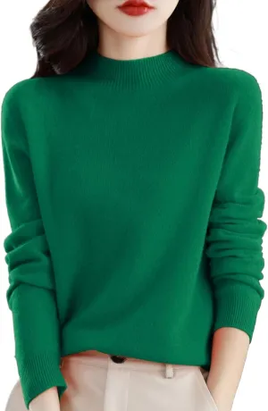 Cashmere Sweaters for Women Fall/Winter Fashion 2025 Mock Turtleneck Long Sleeve Cable Knit Pullover Sweaters