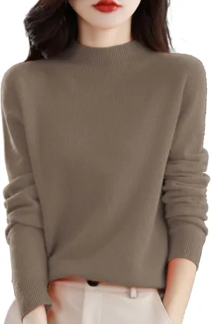 Cashmere Sweaters for Women Fall/Winter Fashion 2025 Mock Turtleneck Long Sleeve Cable Knit Pullover Sweaters