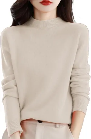 Cashmere Sweaters for Women Fall/Winter Fashion 2025 Mock Turtleneck Long Sleeve Cable Knit Pullover Sweaters