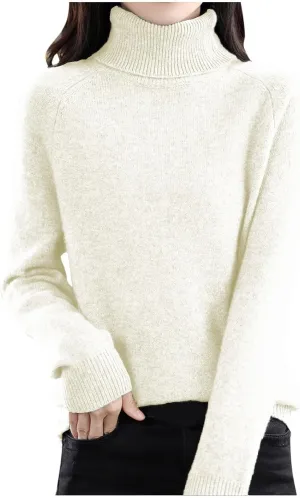 Cashmere Sweaters for Women Long Sleeve Turtleneck Sweater Pullover Winter Spring Soft Warm Cozy Wool Knit Sweater
