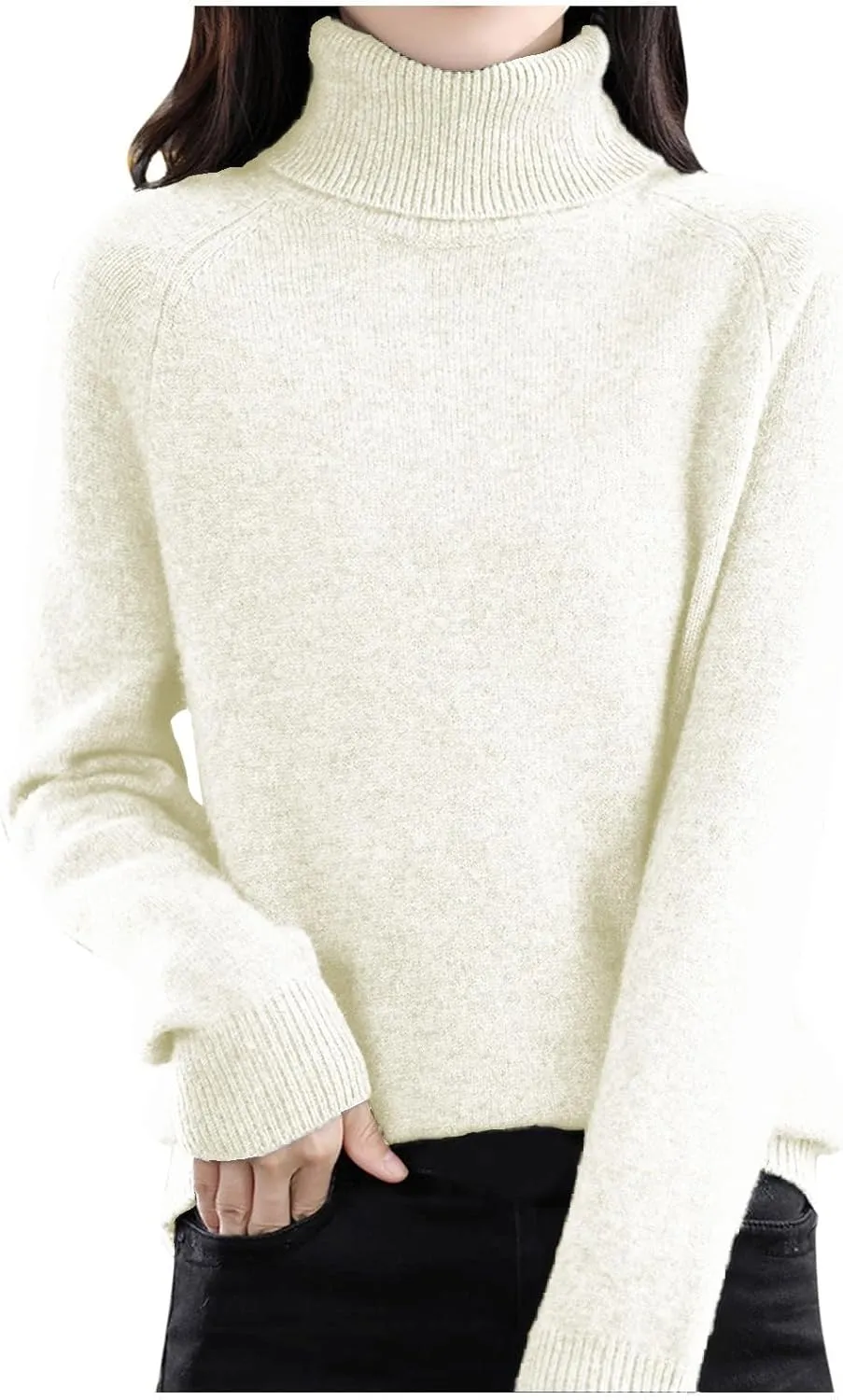 Cashmere Sweaters for Women Long Sleeve Turtleneck Sweater Pullover Winter Spring Soft Warm Cozy Wool Knit Sweater