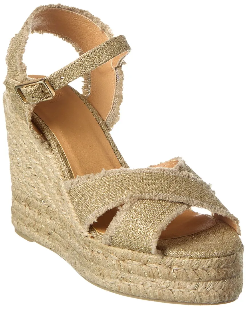 Edgy Edge Casta?er Bromelia 100 Metallic Canvas Wedge Espadrille
