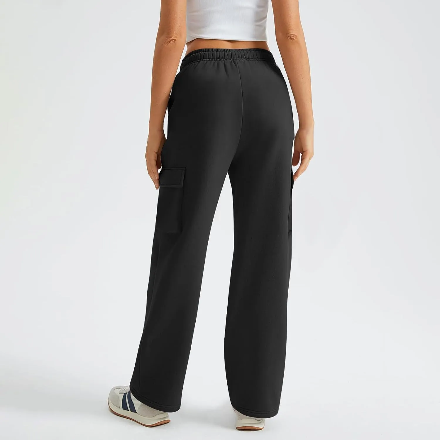 Casual Baggy Wide Leg Sweatpants for Women Oversized High Waisted Comfy Long Sweat Pants Joggers with Multi Pockets