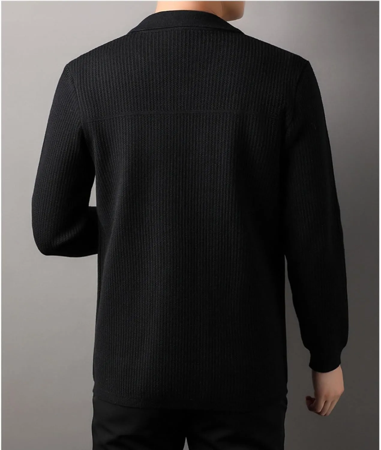 Casual Cardigan Sweaters for Men Lapel Button Down Knit Textured Sweater Business Coat