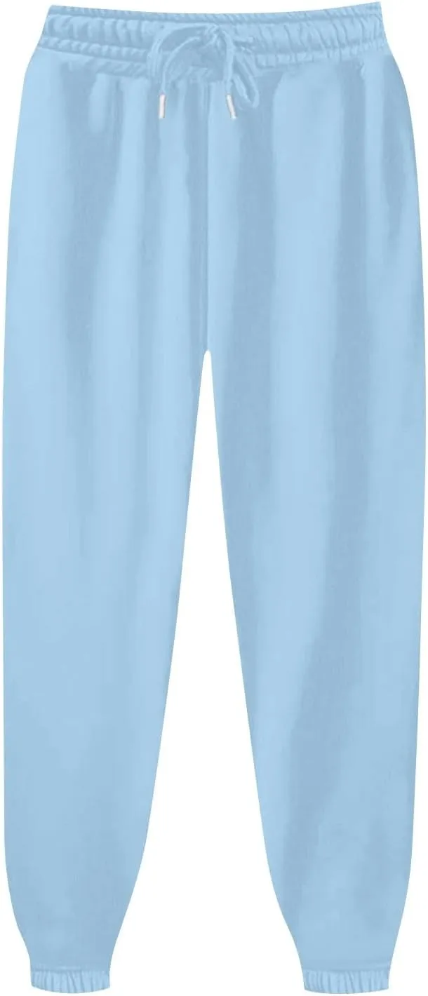 Casual Lounge Pants for Women Joggers Sweatpants Open Bottom Fleece High Waisted Athletic Sweat Pants with Pockets