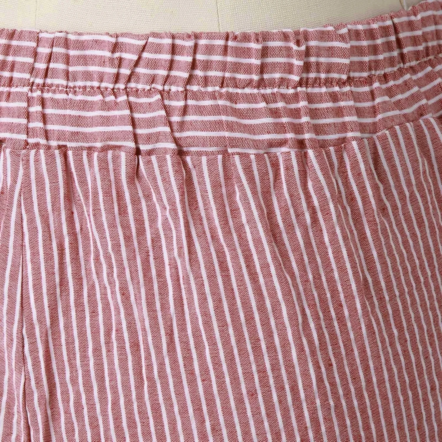 Casual Pants for Women Trendy Striped Side Button Elastic Waist Casual Pants Straight Leg Baggy Trousers with Pockets