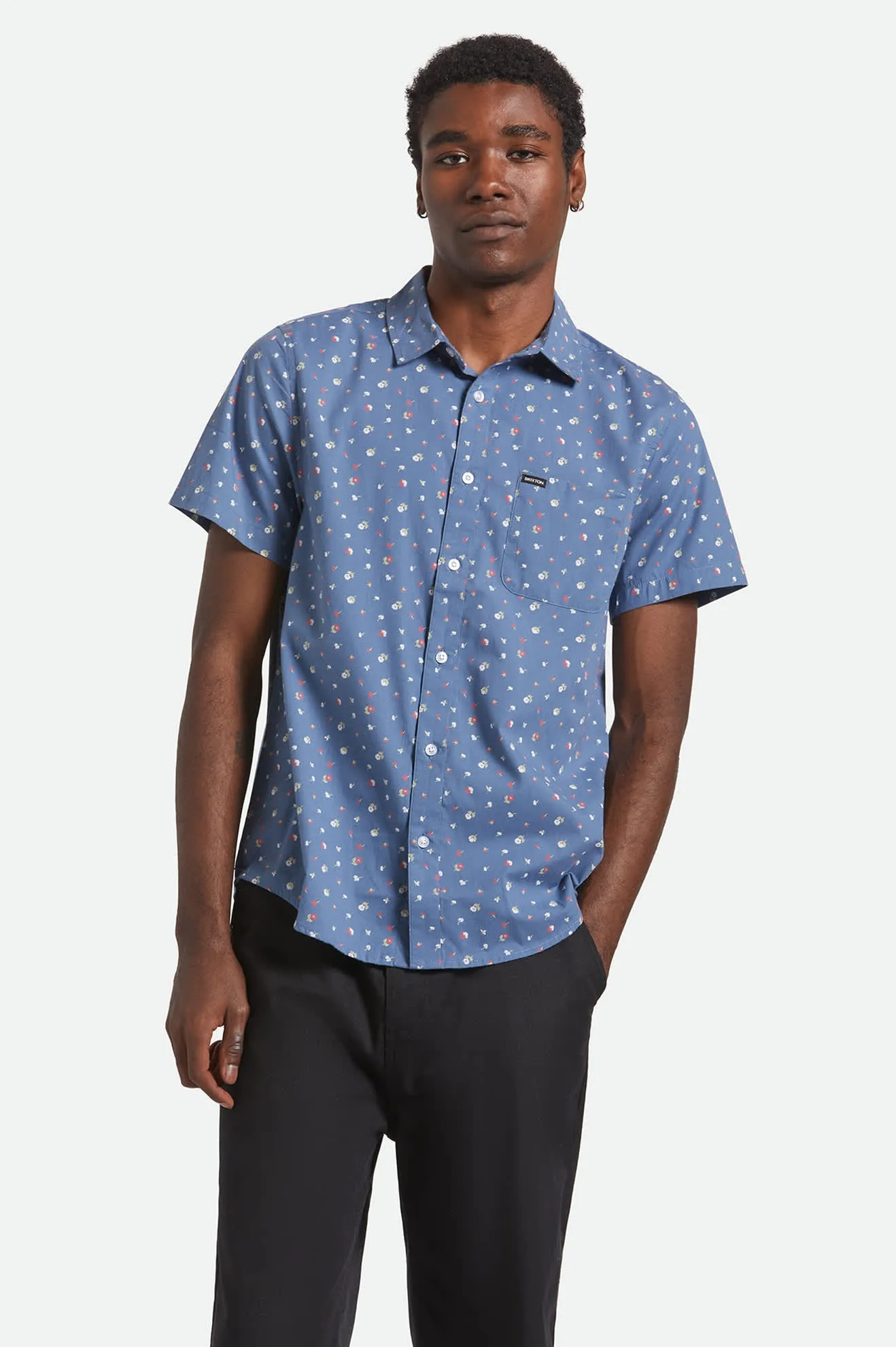 Subtle patterns Charter Print S/S Shirt - Bering Sea/Micro Floral